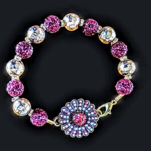 Metallic Golden and Burgundy Beaded Bracelet